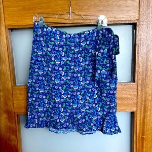 LOFT Floral Patterned Skirt in Blue and Teal